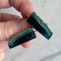 Teal, Blue, and Black Tourmaline Earrings